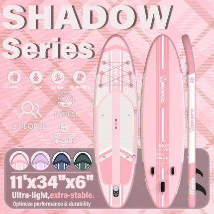TIGERXBANG Aufblasbares Stand-Up-Paddle-Board mit Zubehör 335 × 86 × 15 cm, SUP Board für Erwachsene, Kollektion Shadow