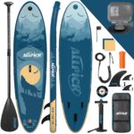 ALLPICK Premium SUP Board Set, Stand Up Paddling Board Aufblasbar, Mit Universal Kamerahalterung, Komplettes Zubehör, Verstellbares Paddel, Anfänger, Fortgeschrittene, 200kg