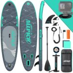 ALLPICK Premium SUP Board Set, Stand Up Paddling Board Aufblasbar, Mit Universal Kamerahalterung, Komplettes Zubehör, Verstellbares Paddel, Anfänger, Fortgeschrittene, 200kg