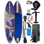 BRAST SUP Board Shark | Aufblasbares Stand up Paddle Set | 320x81x15cm | 8 Designs | 5 Jahre Garantie | inkl. Sonderzubehör | 2in1 Paddel Kajak-Sitz Action-Cam-Halterung Fußschlaufe Pumpe Rucksack