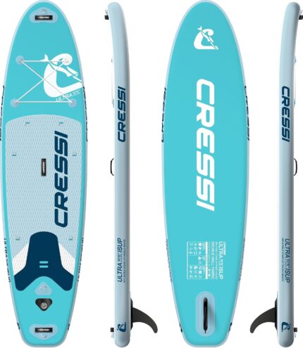 CRESSI seit 1946 - Ultra Isup/Kayak Set - Aufblasbares SUP Board für Erwachsene Große Stabilität Strapazierfähigkeit Komplett Zubehör Paddel Flosse Pumpe Leine Tasche - 320x81x8 cm Max 130 kg