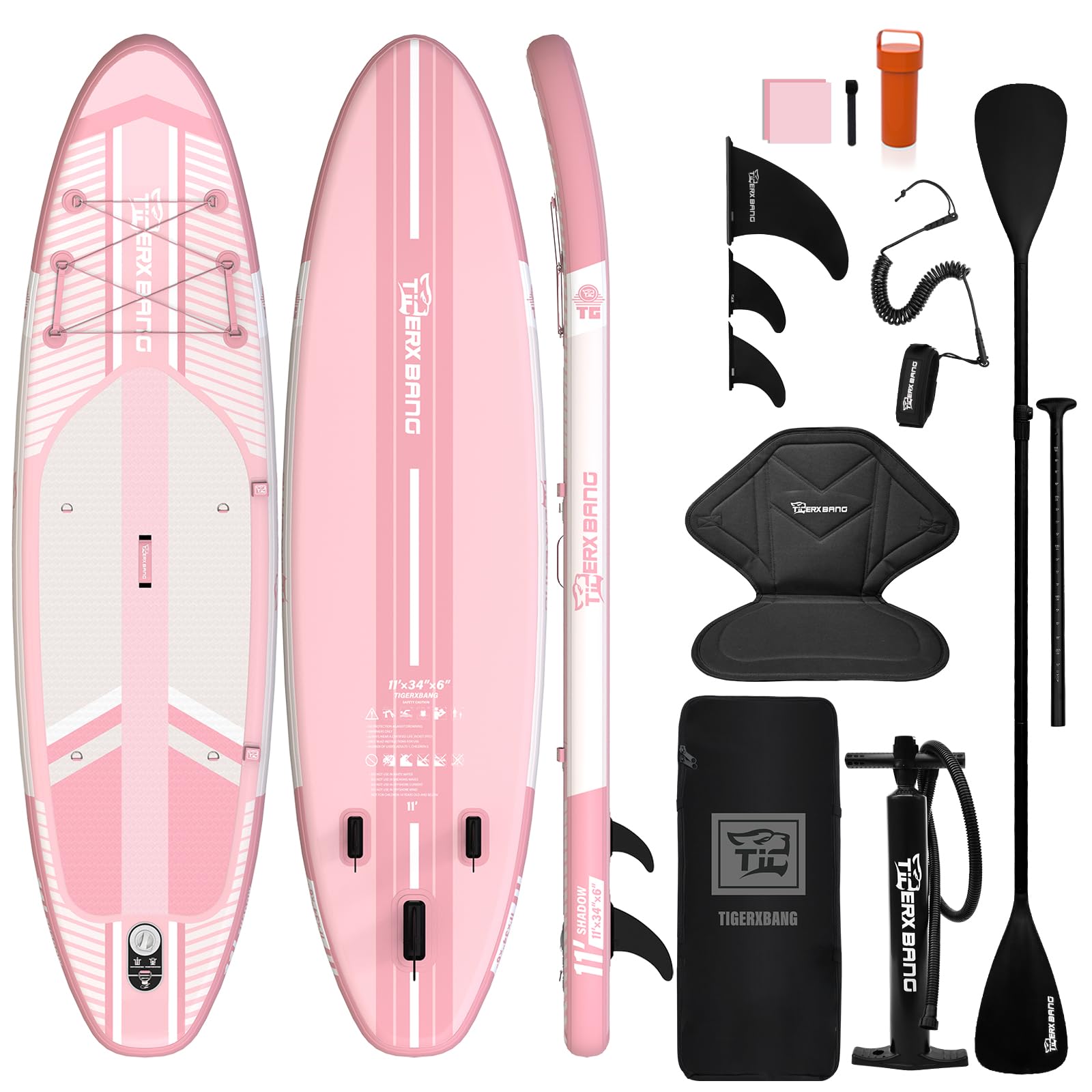 TIGERXBANG Aufblasbares Stand-Up-Paddle-Board mit Zubehör 335 × 86 × 15 cm, SUP Board für Erwachsene, Kollektion Shadow