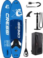 CRESSI seit 1946 - Ultra Isup/Kayak Set - Aufblasbares SUP Board für Erwachsene Große Stabilität Strapazierfähigkeit Komplett Zubehör Paddel Flosse Pumpe Leine Tasche - 320x81x8 cm Max 130 kg
