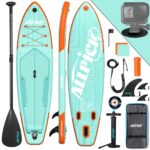 ALLPICK Premium SUP Board Set, Stand Up Paddling Board Aufblasbar, Mit Universal Kamerahalterung, Komplettes Zubehör, Verstellbares Paddel, Anfänger, Fortgeschrittene, 200kg