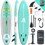 ALLPICK Premium SUP Board Set, Stand Up Paddling Board Aufblasbar, Mit Universal Kamerahalterung, Komplettes Zubehör, Verstellbares Paddel, Anfänger, Fortgeschrittene, 200kg
