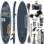 AKSPORT 11' aufblasbares SUP Board mit Premium-Zubehörset 34 Zoll extra breit rutschfeste Deckoberfläche, Stand Up Paddling Board für Erwachsene Jugendliche alle Level