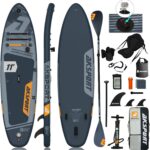 AKSPORT 11' aufblasbares SUP Board mit Premium-Zubehörset 34 Zoll extra breit rutschfeste Deckoberfläche, Stand Up Paddling Board für Erwachsene Jugendliche alle Level