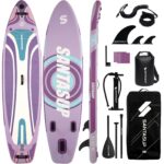 SantasupAufblasbares Stand Up Paddle Board 320/335cm Surfbrett SUP Komplettes Paddleboard Zubehör Verstellbares Paddel,Pumpe und Komplettes Zubehör SUP Board Set für Jugen und Erwachsene