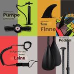MATCHU - SUP Board - Stand Up Paddle - Komplettset - Aufblasbar - Inkl. Rucksack, Handpumpe mit Manometer, Leash, Sitz, verstellbares und Paddel - 320 x 81 x 15 cm - 150 kg Belastbar