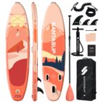 SantasupAufblasbares Stand Up Paddle Board 320/335cm Surfbrett SUP Komplettes Paddleboard Zubehör Verstellbares Paddel,Pumpe und Komplettes Zubehör SUP Board Set für Jugen und Erwachsene