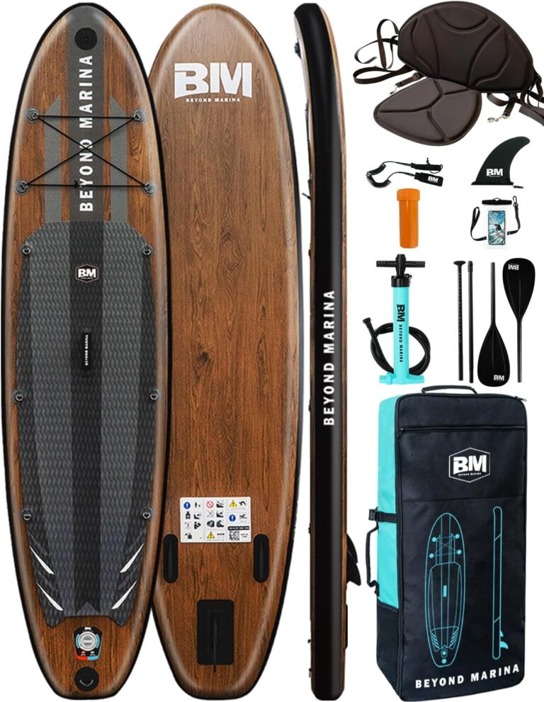 BEYOND MARINA Sup Board, Stand Up Paddling Board, Paddle Board, Aufblasbares Paddleboard Surfboard Wassersport, Max 200kg, Sitz, 2-in-1 Paddel, Pumpe, Rucksack, Leash, 320 x81 x15CM