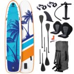 BRAST SUP Board Family | Aufblasbares Stand up Paddle Set XXL | 370x87x15cm bis 250kg | 7 Designs | inkl. Zubehör 2X Kajak-Sitz 2X Fußschlaufe 2X Paddel Pumpe Rucksack