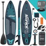 ALLPICK Premium SUP Board Set, Stand Up Paddling Board Aufblasbar, Mit Universal Kamerahalterung, Komplettes Zubehör, Verstellbares Paddel, Anfänger, Fortgeschrittene, 200kg