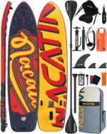 NACATIN 366cm (12ft) aufblasbares SUP Board mit Sitz, breites 91cm (36in) Stand Up Paddling Board für Erwachsene & Familie, mit Einzel-/Doppelpaddel, Kajaksitz, stabiles breites Deck für Anfänger