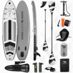 AUKAI SUP Board PRO 320cm | 2in1 Aufblasbares Stand up Paddle Set mit Kajak-Sitz | 5 Jahre Garantie | Komplettsett | Sitz, Action-Cam-Halterung, Pumpe