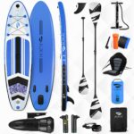 AUKAI SUP Board PRO 320cm | 2in1 Aufblasbares Stand up Paddle Set mit Kajak-Sitz | 5 Jahre Garantie | Komplettsett | Sitz, Action-Cam-Halterung, Pumpe