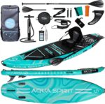 Aqua Spirit Sup Board mit Sitz | Kajak Aufblasbar Barracuda Stand Up Paddling Board 320x81x15cm Für Standup Paddle Board bis 150KG mit Sup Sitz, Doppelpaddel, Pumpe, Tasche & Zubehör Sup Set