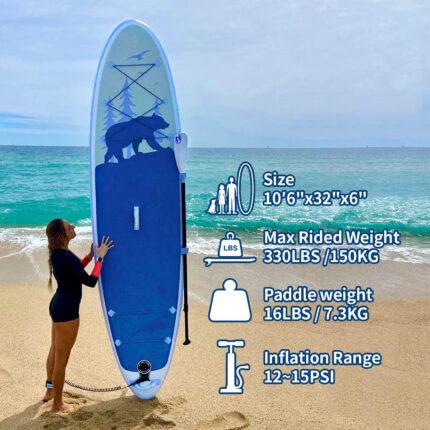 SUP Board Set, Stand Up Paddling Board Aufblasbar, 320cm 335cm stabil für Erwachsene bis 150 kg mit kompletten Zubehör Surfbrett für Anfänger