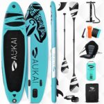 AUKAI SUP Board PRO 320cm | 2in1 Aufblasbares Stand up Paddle Set mit Kajak-Sitz | 5 Jahre Garantie | Komplettsett | Sitz, Action-Cam-Halterung, Pumpe
