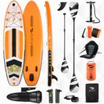 AUKAI SUP Board PRO 320cm | 2in1 Aufblasbares Stand up Paddle Set mit Kajak-Sitz | 5 Jahre Garantie | Komplettsett | Sitz, Action-Cam-Halterung, Pumpe