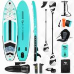 AUKAI SUP Board PRO 320cm | 2in1 Aufblasbares Stand up Paddle Set mit Kajak-Sitz | 5 Jahre Garantie | Komplettsett | Sitz, Action-Cam-Halterung, Pumpe