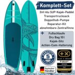 BRAST SUP Board Shark | Aufblasbares Stand up Paddle Set | 320x81x15cm | 8 Designs | 5 Jahre Garantie | inkl. Sonderzubehör | 2in1 Paddel Kajak-Sitz Action-Cam-Halterung Fußschlaufe Pumpe Rucksack