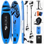 AUKAI SUP Board PRO 320cm | 2in1 Aufblasbares Stand up Paddle Set mit Kajak-Sitz | 5 Jahre Garantie | Komplettsett | Sitz, Action-Cam-Halterung, Pumpe