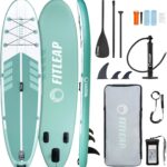 Fitleap Premium Stand Up Paddle Board aufblasbar - SUP Board Set mit Hochdruckpumpe, verstellbarem Paddel und Rucksack - Ideal für Anfänger und Profis - Perfekt für Yoga, Surfen und Wassersport