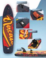 NACATIN 366cm (12ft) aufblasbares SUP Board mit Sitz, breites 91cm (36in) Stand Up Paddling Board für Erwachsene & Familie, mit Einzel-/Doppelpaddel, Kajaksitz, stabiles breites Deck für Anfänger