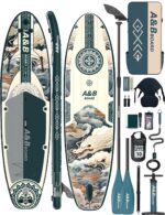 ABBOARD Stand Up Paddling Board Aufblasbar 335cm - Standup Paddle Board mit Premium Zubehör,SUP Board 200kg Tragkraft für 2 Personen Familien Anfänger