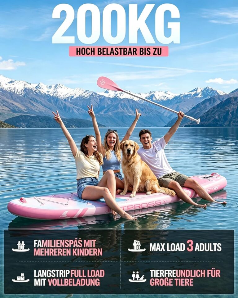 Stand Up Paddling Board mit Sitz & Zubehör Set, 320x84cm Extra Breit SUP Board für 2 Personen, 200kg Tragkraft, Rutschfestes Stand Up Paddle zum Surfen