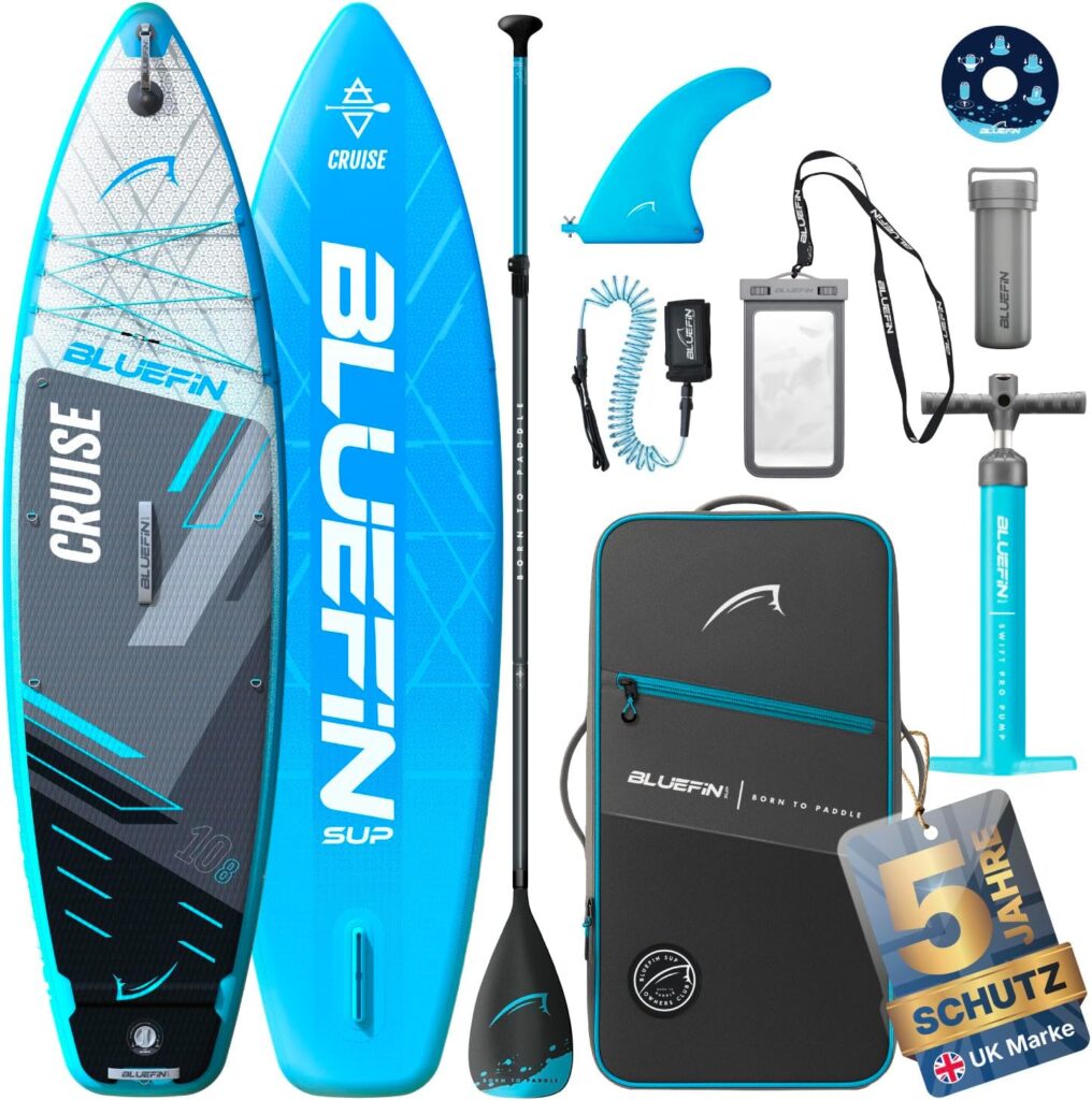 Bluefin Cruise 10'8 aufblasbares Paddleboard | Premium-SUP-Paket & Zubehör | Rutschfestes Deckpad & leicht | 6' Dickes Allround-SUP-Paddleboard | Stand-up-Board für Erwachsene & Jugendliche