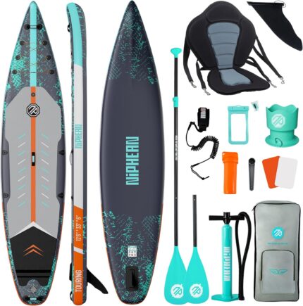 Niphean 380 cm Stand Up Paddling Board, 280 kg Tragfähigkeit Touring SUP Board mit Komplettem SUP-Zubehör&Kickpad, Stabiles Inflatable Paddle Board for Adults Racing-Surfing (Anfängerfreundlich)