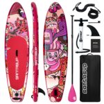 SantasupAufblasbares Stand Up Paddle Board 320/335cm Surfbrett SUP Komplettes Paddleboard Zubehör Verstellbares Paddel,Pumpe und Komplettes Zubehör SUP Board Set für Jugen und Erwachsene