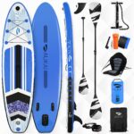 AUKAI SUP Board PRO 320cm | 2in1 Aufblasbares Stand up Paddle Set mit Kajak-Sitz | 5 Jahre Garantie | Komplettsett | Sitz, Action-Cam-Halterung, Pumpe
