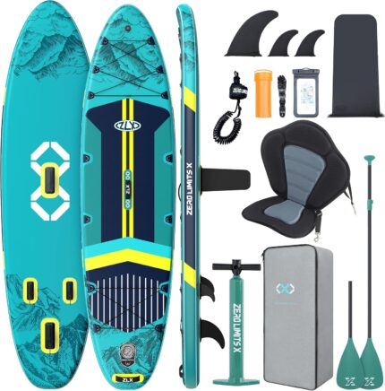 ZLX Stand Up Paddling Board 350x89cm,SUP Board Set,Stand Up Paddle mit Einzigartige Mittelfinne,Rutschfester Deckpad,Standup Paddle Board 250kg Tragkraft,für Erwachsene,Anfänger,alle Könnensstufen